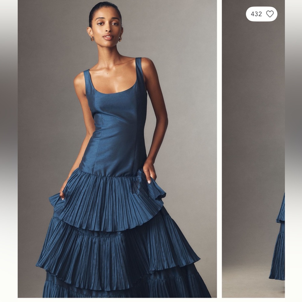 Elegant Blue Tiered Dress by HUTCH
